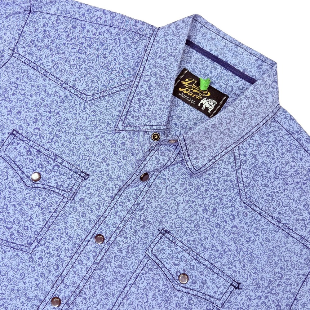 Duke's Bark Mens XL Purple Floral Western Pearl Snap Long Sleeve Shirt